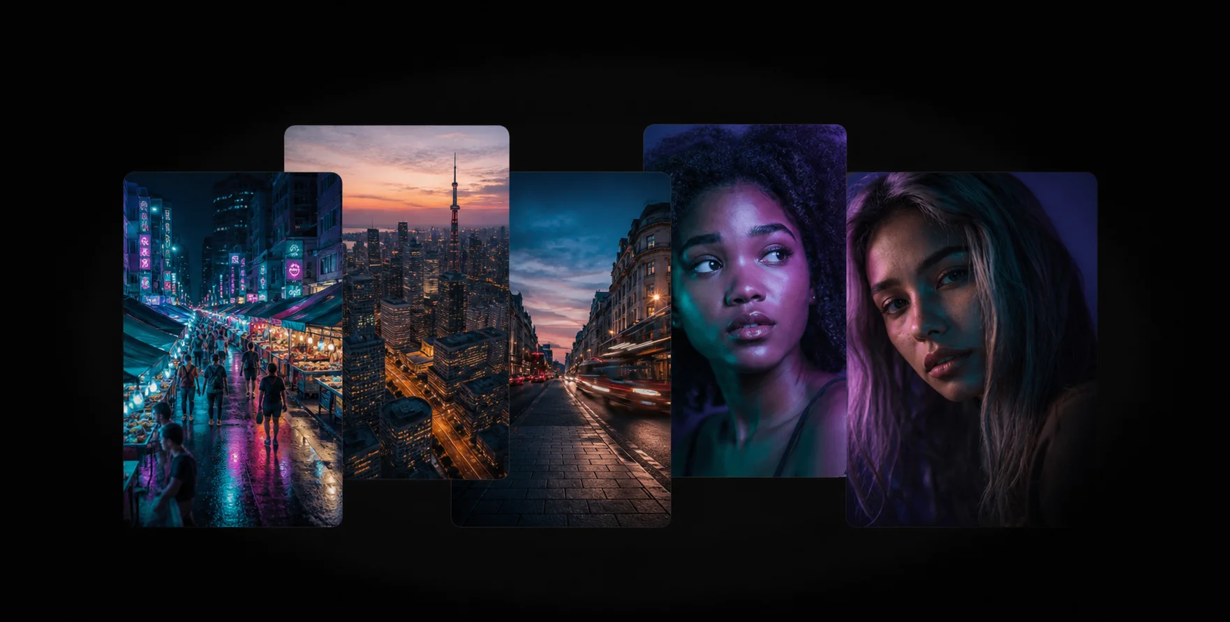 Collage of photos enhanced with the AI photo enhancer